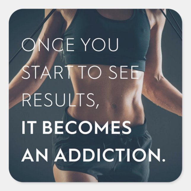 Pegatina Cuadrada Motivación De Gimnasio Para Mujeres - Resultados - (Anverso)