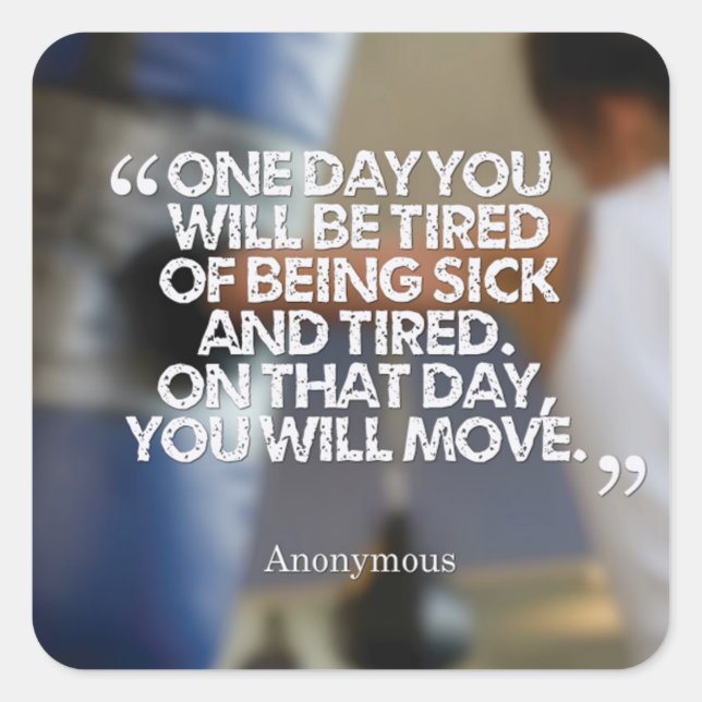 Pegatina Cuadrada Motivación de salud y aptitud (Anverso)