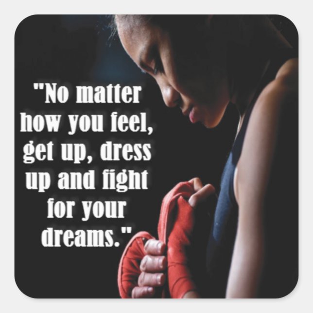 Pegatina Cuadrada Motivación del entrenamiento de las mujeres (Anverso)