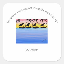 Pegatina Cuadrada Motivación, navegación por atardecer