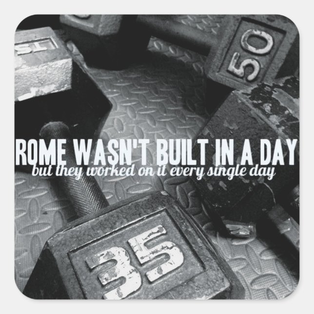 Pegatina Cuadrada Motivación para la construcción de cuerpos (Anverso)