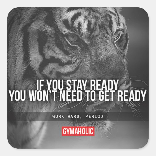 Pegatina Cuadrada Motivación para la construcción de cuerpos (Anverso)