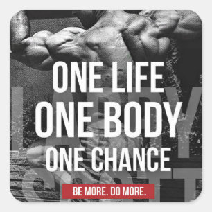 Pegatina Cuadrada Motivación para la construcción de cuerpos - Una v