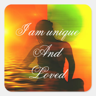 Pegatina Cuadrada Motivación positiva de la afirmación sobre amor