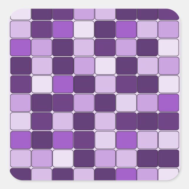 Pegatina Cuadrada Motivo de mosaico bonito Lavanda Lilac púrpura (Anverso)