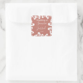 Pegatina Cuadrada Motivo Floral Moderno Boda Neutral
