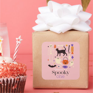Pegatina Cuadrada Motivos De Halloween Fantasmas Primer Cumpleaños R