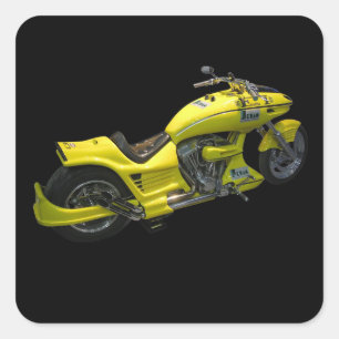Pegatina Cuadrada Moto amarillo