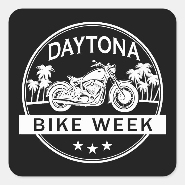 Pegatina Cuadrada Moto de la Semana de la Bicicleta de Daytona (Anverso)