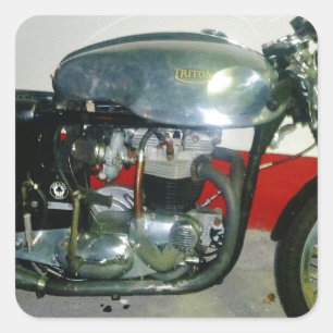 Pegatina Cuadrada Motocicleta británica Triton.