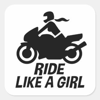 Pegatina Cuadrada Motocicleta de los chicas