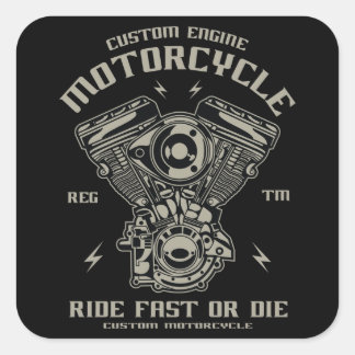 Pegatina Cuadrada Motocicleta De Motor personalizado De Viaje Rápido