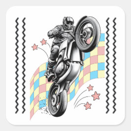 Pegatina Cuadrada motociclista