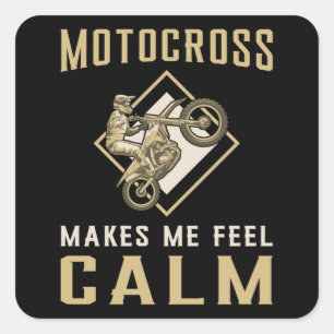 Pegatina Cuadrada Motocross Dirt Bike Biker Mantén Tranquilo Gracios
