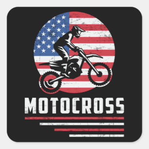 Pegatina Cuadrada Motocross Dirt Bike Biker Motorcycle Funny Gift