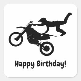 Pegatina Cuadrada Motocross Dirt Bike Birthday Party Pegatinas