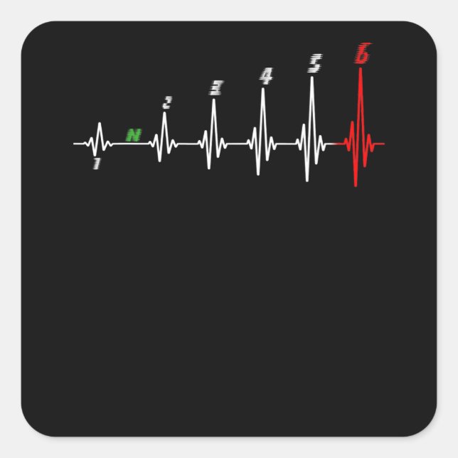 Pegatina Cuadrada Motocross en motocicleta Heartbeat Speed Speed Bik (Anverso)