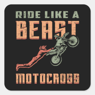 Pegatina Cuadrada Motocross Motorcycle Biker Dirt Funny Gift