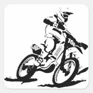 Pegatina Cuadrada Motocross simple, ciclismo y motociclismo