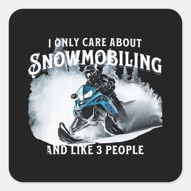 Pegatina Cuadrada Motonieve divertido Motonieve  (Anverso)