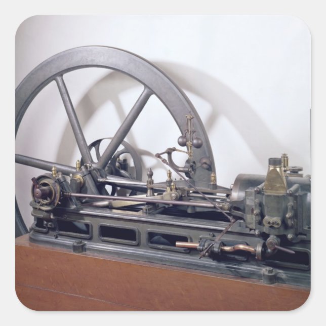 Pegatina Cuadrada Motor de combustión interna (Anverso)