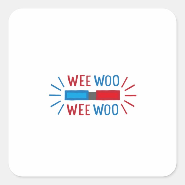 Pegatina Cuadrada Motor de fuego de ambulancia de autos de la policí (Anverso)