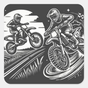 Pegatina Cuadrada Motorcycle Biker Motocross Adventure Design