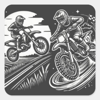 Pegatina Cuadrada Motorcycle Biker Motocross Adventure Design