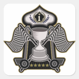 Pegatina Cuadrada Motordeporte para campeones de coches de Carreras 