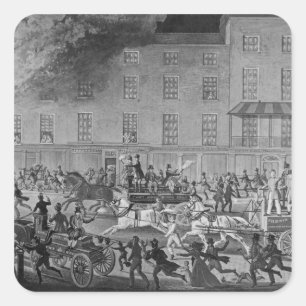 Pegatina Cuadrada Motores de bomberos de Londres