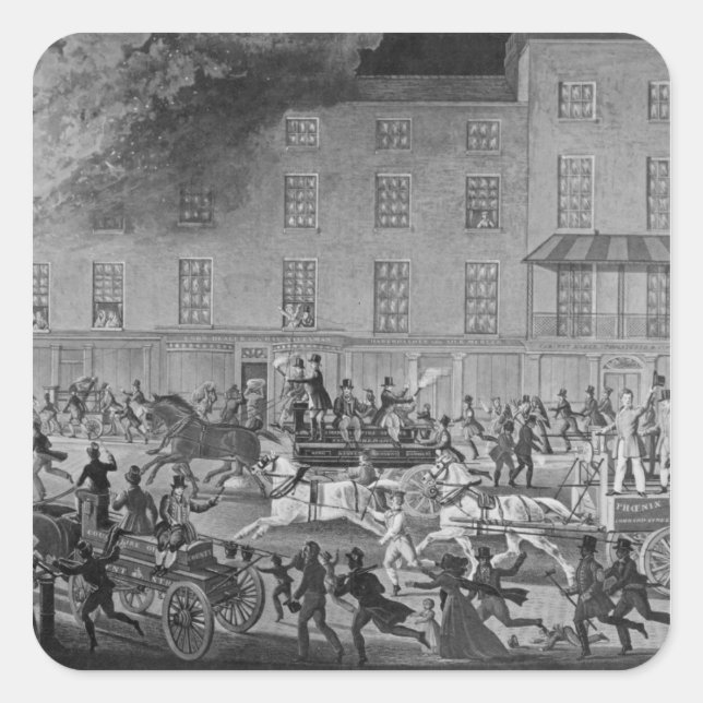 Pegatina Cuadrada Motores de bomberos de Londres (Anverso)