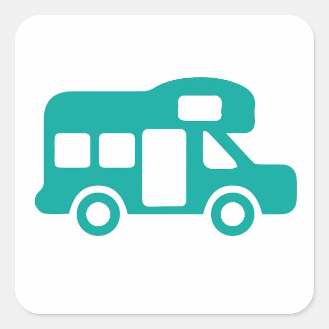 Pegatina Cuadrada Motorhome Camping (Anverso)