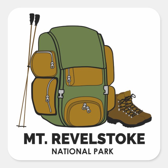 Pegatina Cuadrada Mount Revelstoke National Park Backpack (Anverso)
