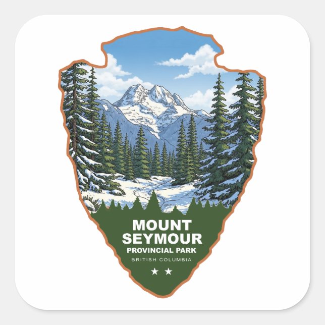 Pegatina Cuadrada Mount Seymour Provincial Park Arrowhead (Anverso)
