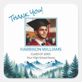 Pegatina Cuadrada Mountain Adventure Grad Party