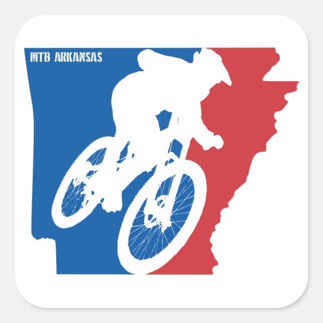 Pegatina Cuadrada Mountain Bike Arkansas (Anverso)