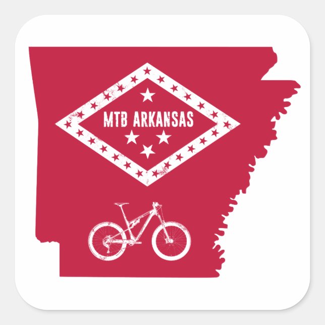 Pegatina Cuadrada Mountain Bike Arkansas (Anverso)