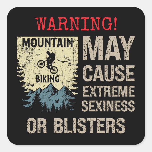 Pegatina Cuadrada Mountain biking funny sarcastic quote gift (Anverso)