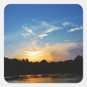 Pegatina Cuadrada Mountain Lake Sunset