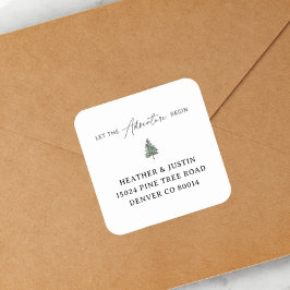 Pegatina Cuadrada Mountain Let The Adventure Begin Dirección de devo