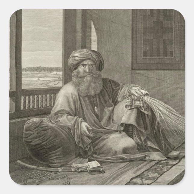 Pegatina Cuadrada Mourad Bey, de los disfraces y retratos del volume (Anverso)