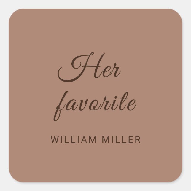 Pegatina Cuadrada Mousse elegante mocha simple con Boda monograma (Anverso)