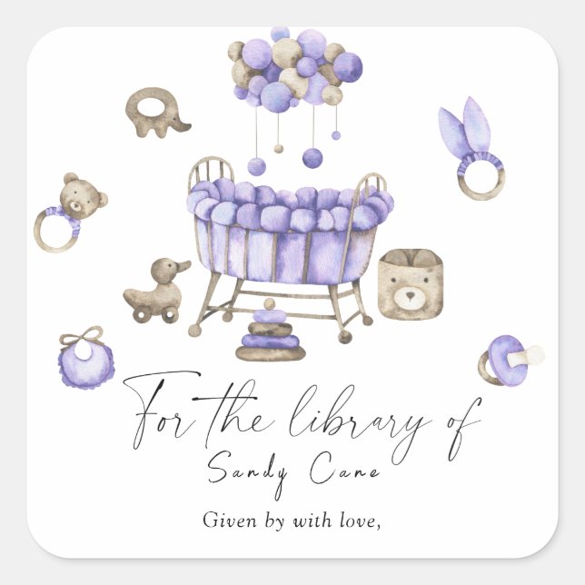 Pegatina Cuadrada Móvil para nursery - Para la biblioteca de (Anverso)