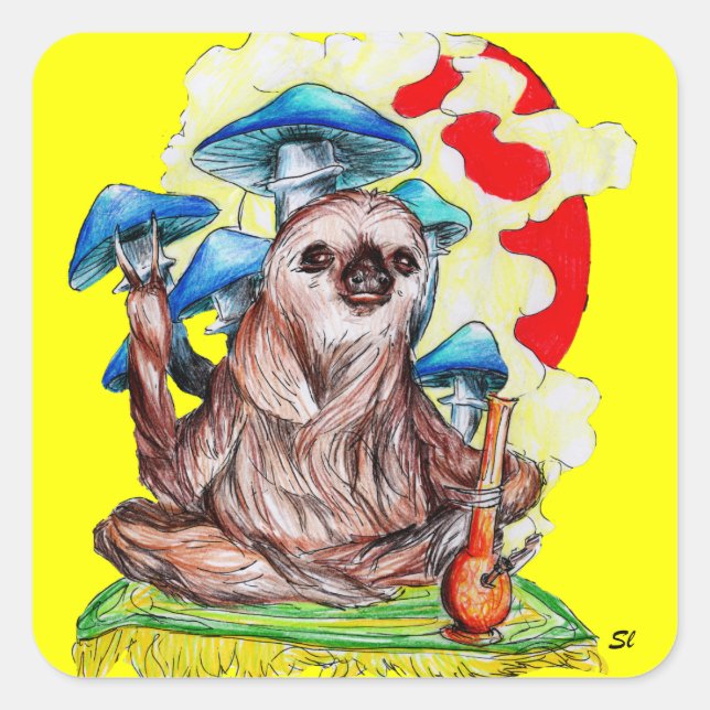 Pegatina Cuadrada Movimientos lentos y buenas vibraciones (Anverso)