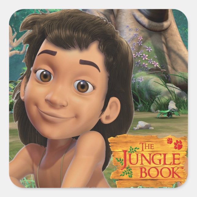Pegatina Cuadrada Mowgli 4 (Anverso)
