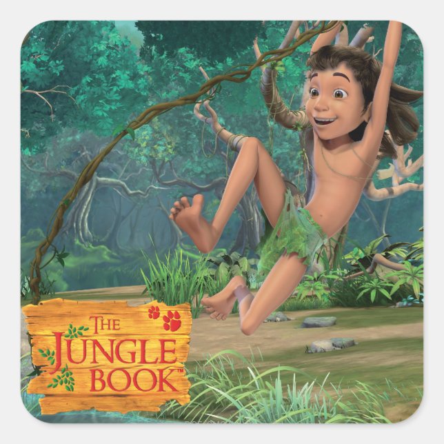 Pegatina Cuadrada Mowgli 5 (Anverso)