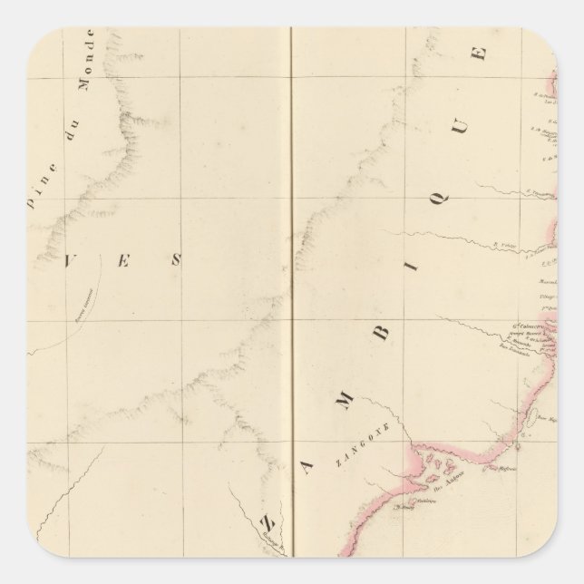 Pegatina Cuadrada Mozambique África 47 (Anverso)