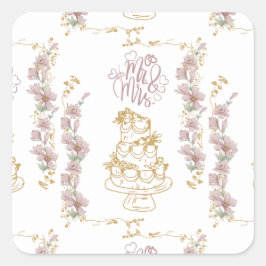 Pegatina Cuadrada mr y mrs