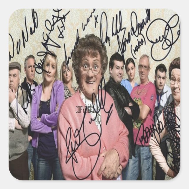 Pegatina Cuadrada mrs browns boys (chicos de mrs) firmaron (Anverso)