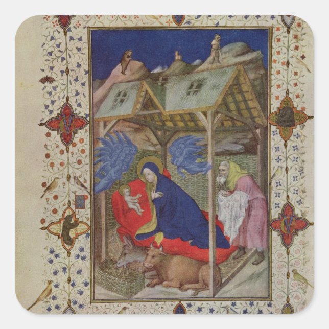 Pegatina Cuadrada MS 11060-11061 Horas de Notre Dame: Prime, The Bir (Anverso)